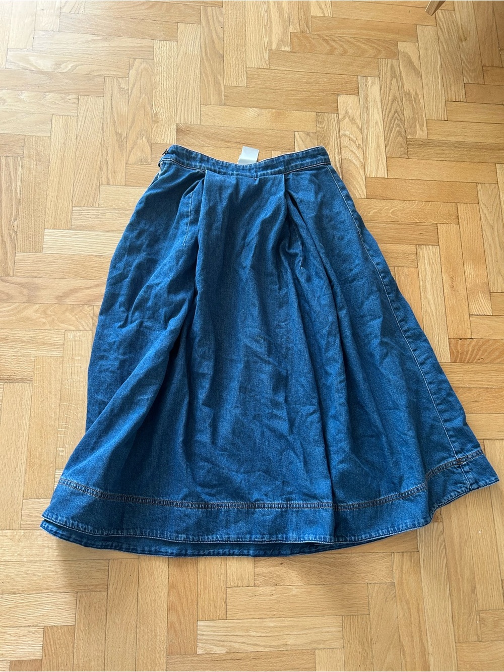 Denim A-Line Midi Skirt - Blue